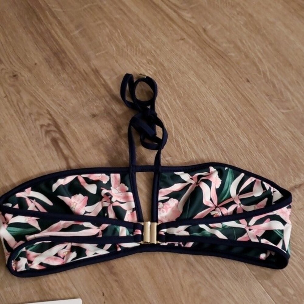 MONCLER Green Pink Floral Bikini Set Size Medium New Feminine Edgy Summer Luxury - Picture 6 of 7